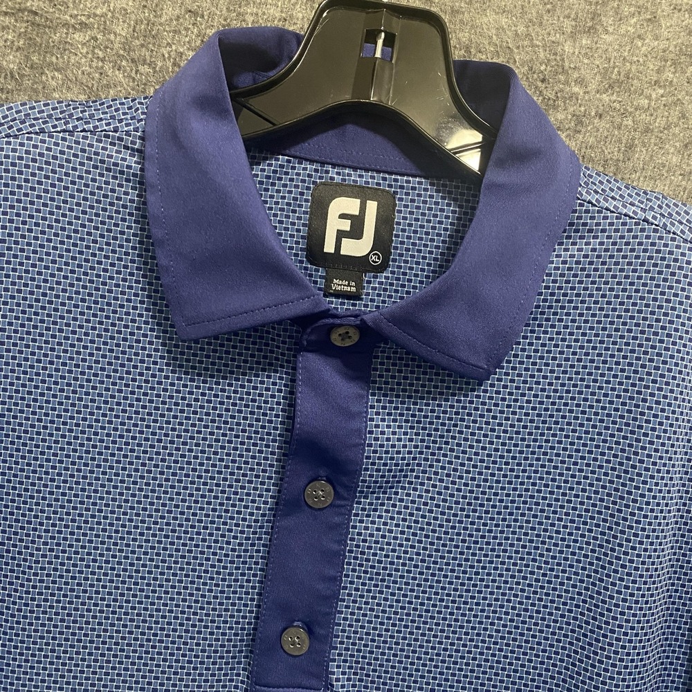 FootJoy Polo Shirt Mens XL Blue Geometric Golf Performance Stretch Athletic